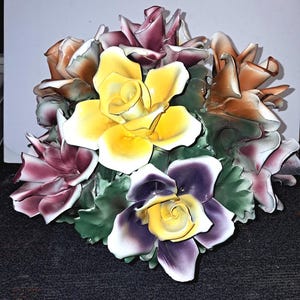 Vintage 1960's Handmade and painted by hand, Extra Large, and Gorgeous, Authentic Capodimonte Floral Basket!
