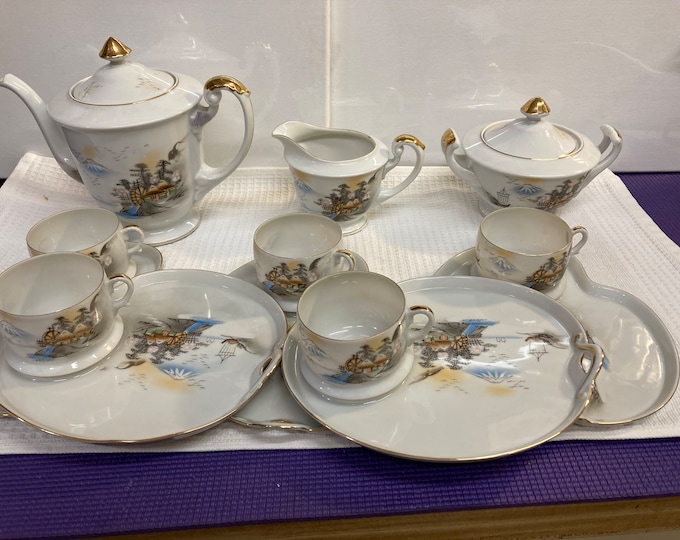 15 Pcs Vintage   Kutani Japanese  Fine  Bone  China Tea Set