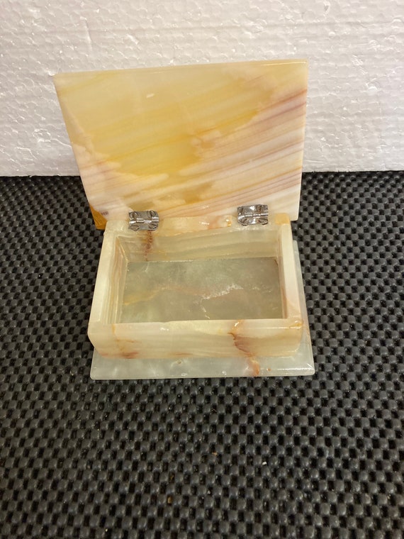 Elegant Multi-Color Marble  Jewelry Box With  Brass Hinged .