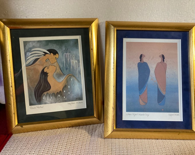 Two Signed by Artist Ioyan Mani Lithographs Where Night Meets Day & Soul Mates