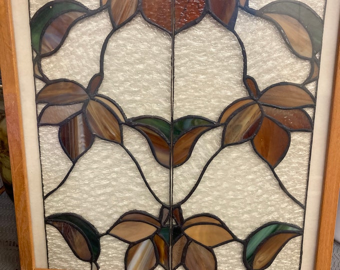 Set of   Vintage Symmetrical Framed  Stained Glasses