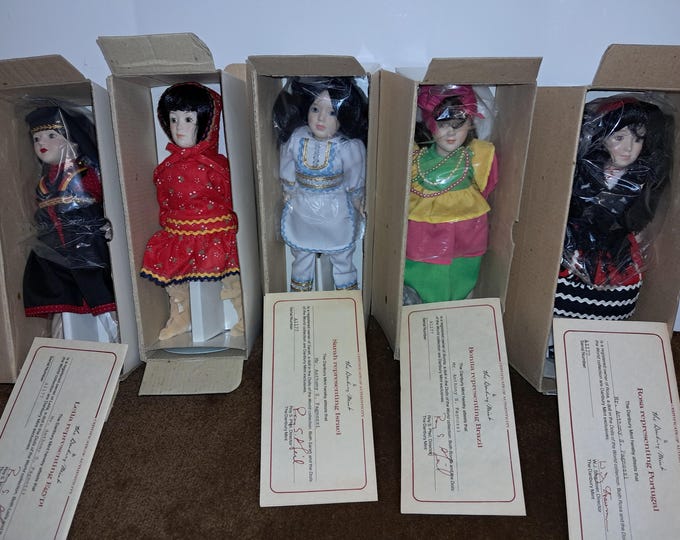 Danbury Mint Porcelain Dolls of The World: Israel, Egypt, Brazil, Portugal