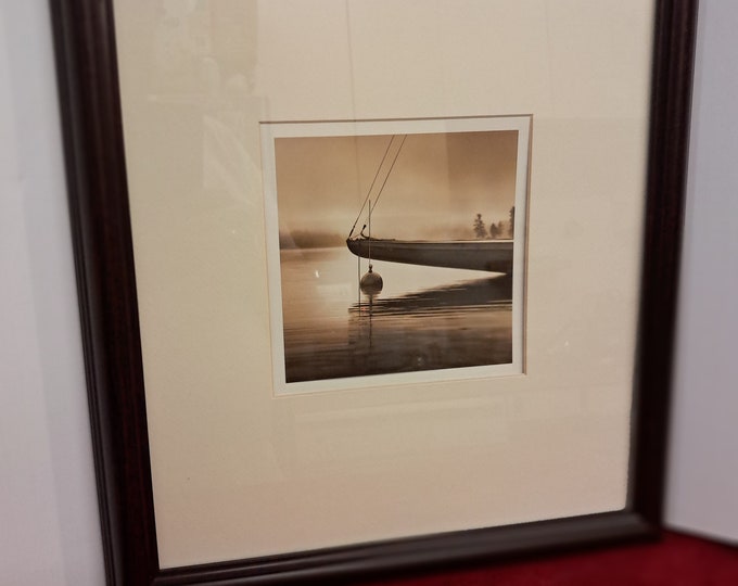 3 Framed  Modern Art Photos  of  Boats in  Sepia