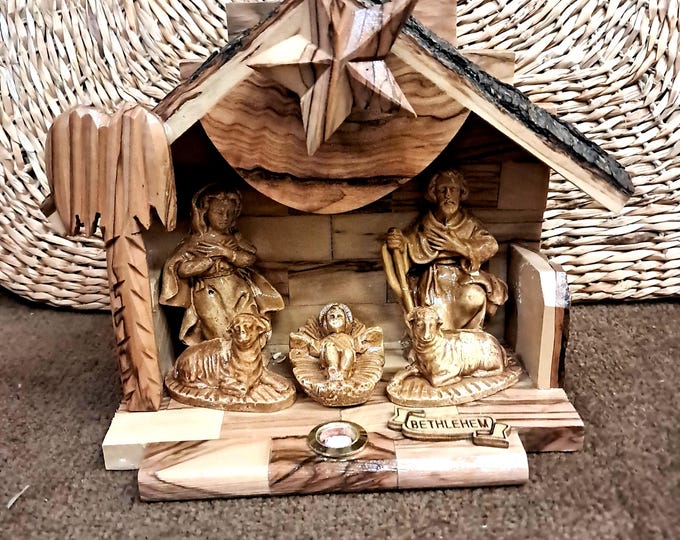 Handmade Wooden Nativity With  Music Charm