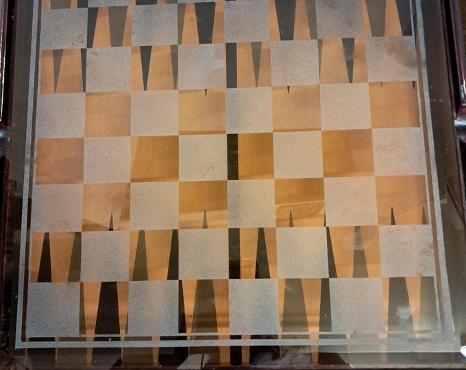 Glass Chess  and Backgammon Set