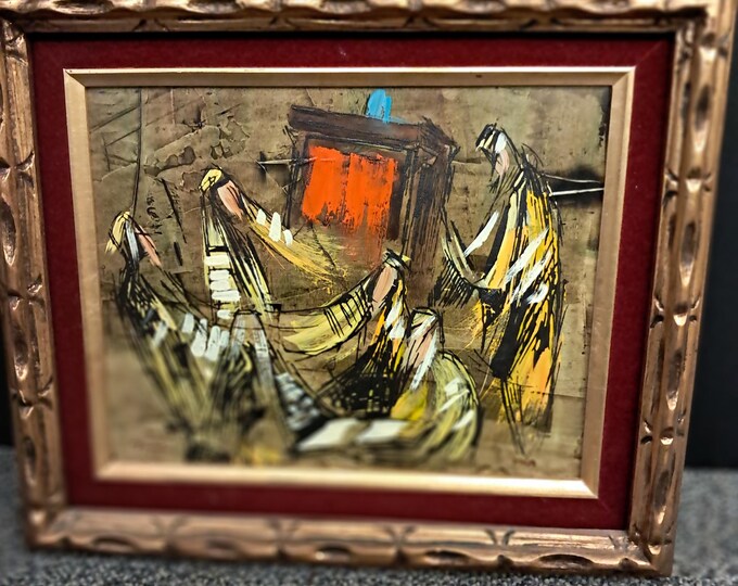 Abstract  Paintings Of  Men  Praying  At  A Temple by Tamir