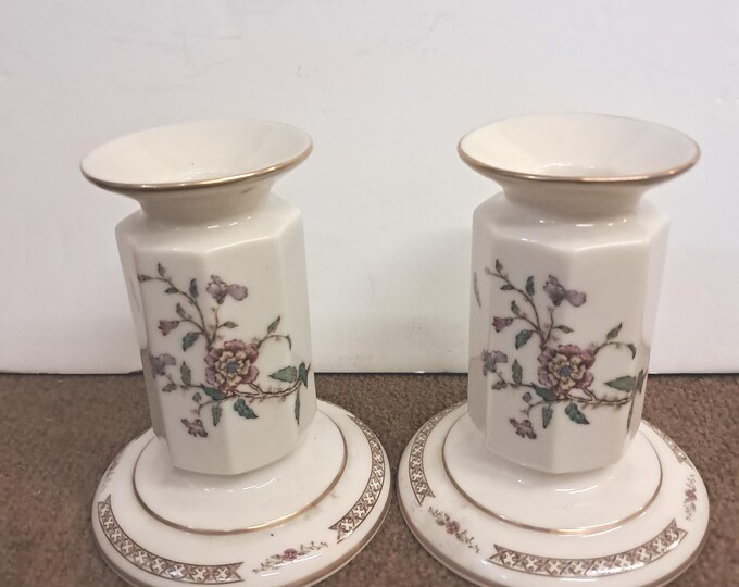 Two 1980's Gorham SECRET GARDEN Single Light Candlestick Holder