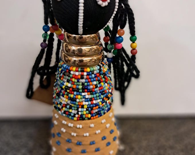 Ndebele Ceremonial Doll Fabric w/ Beads, Handmade in South Africa
