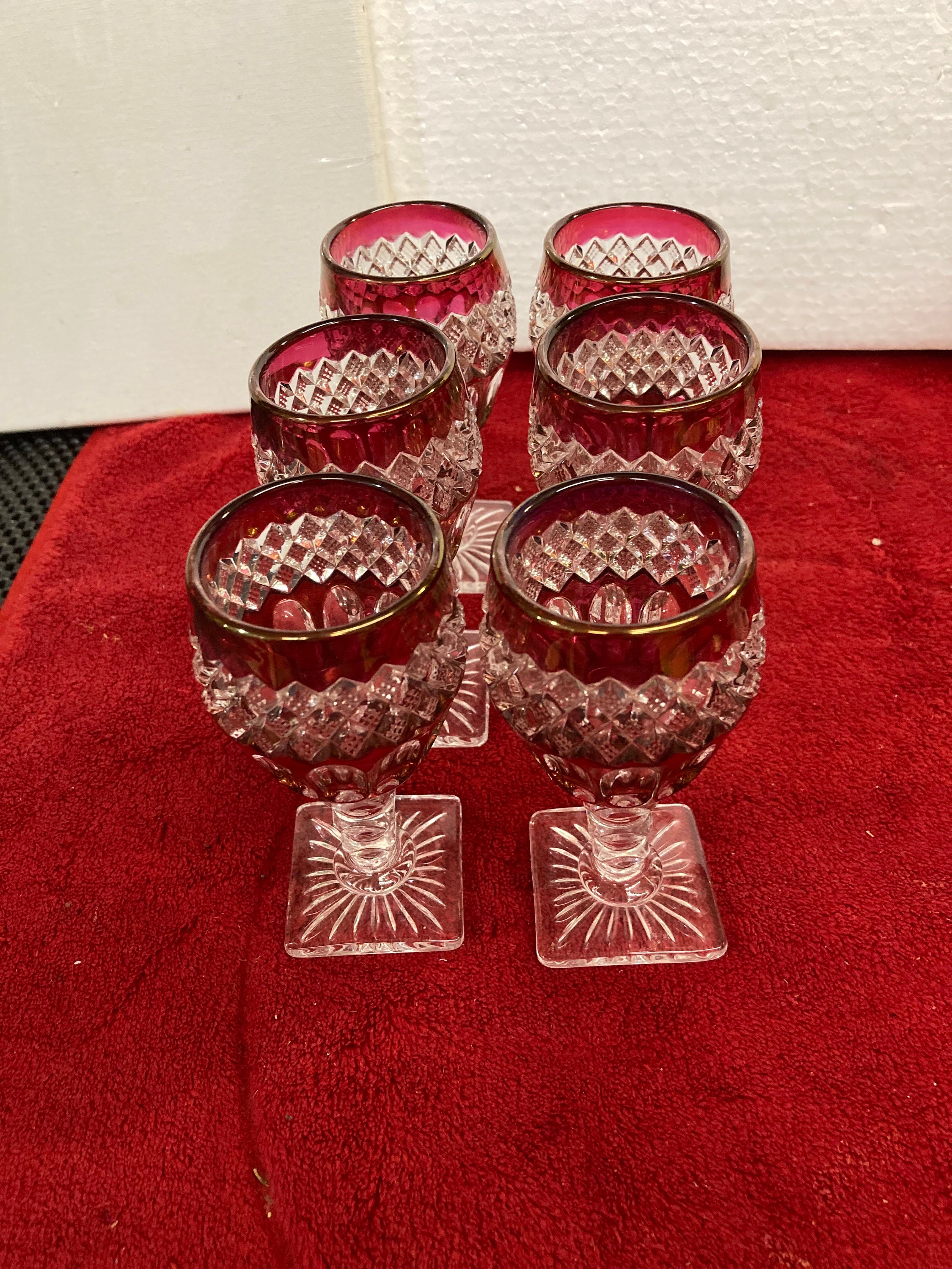Vintage Westmoreland Ruby Red Cordial Glasses, Cre Art Wine
