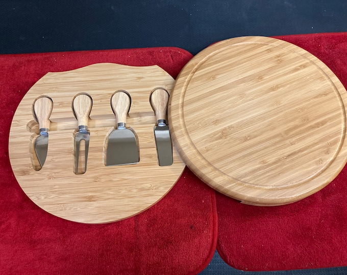 5-Pc Rubber Wood Cutting Board and Cheese Tool Set