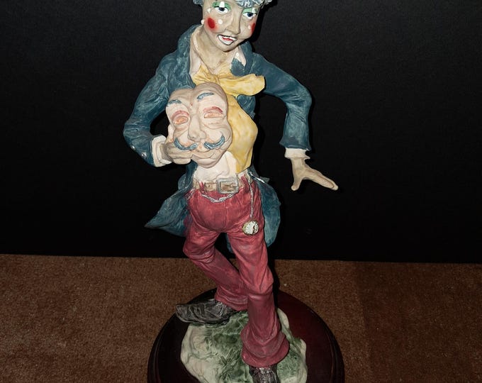 Clown Theater Mask Show Capodimonte Style  Sculpture
