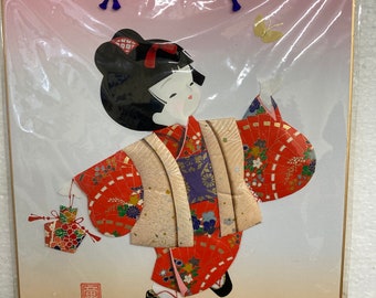 Vintage Japanese OSHIE Picture 3D Fabric Art ,geisha - Etsy