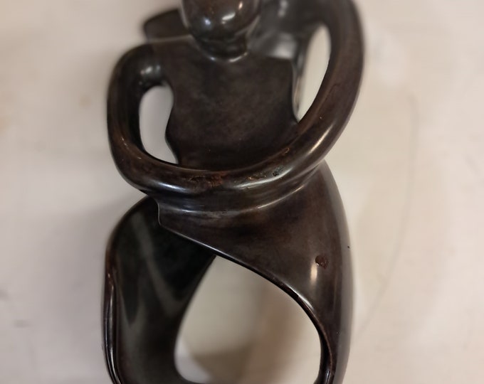 Hand Carved Intertwined Couple Kenyan Stone Sculpture