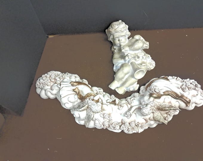 Up-Cycled Resin Cherub Wall Decor Set, Farmhouse French Style