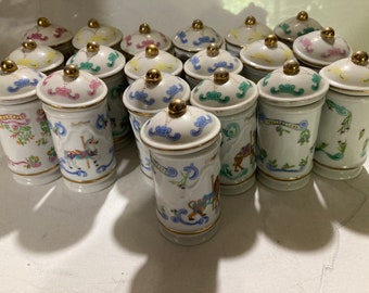19  Vintage Lenox Porcelain Carousel Spice Jars