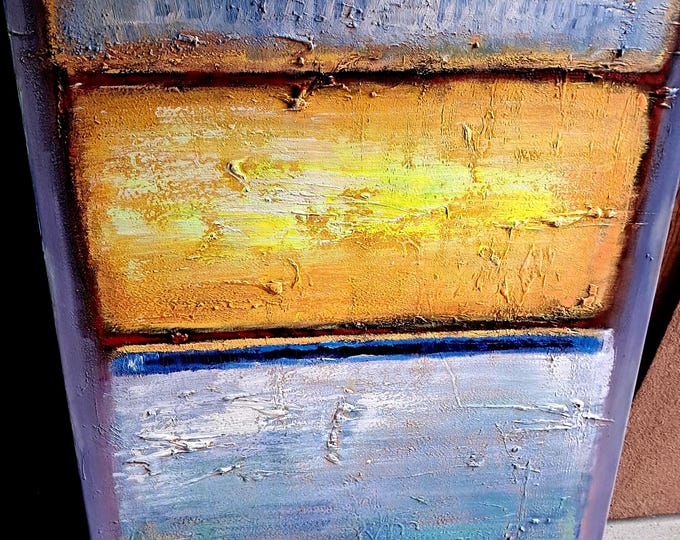 Abstract Acrylic Painting: Space Theme, Relief Texture - 47.5"x32"