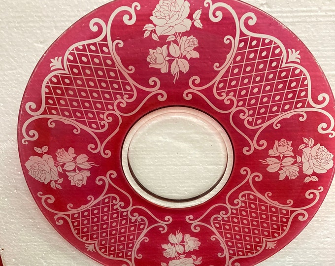 Vintage Egermann Ruby Red Bohemian Rose Display Bowl Centerpiece Rare 14 1/2”