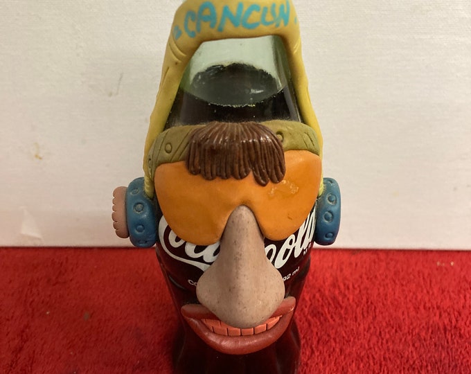 Coca Cola Bottle Unique Sealed Mexico Cancun Man Listeniong To Music Artcraft