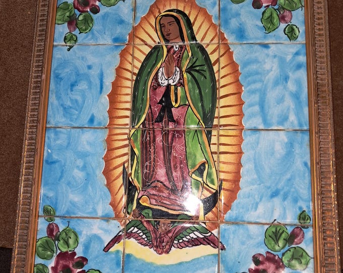 20" CERAMIC TILE MURAL Mexican Talavera mosaic hand painted backsplash