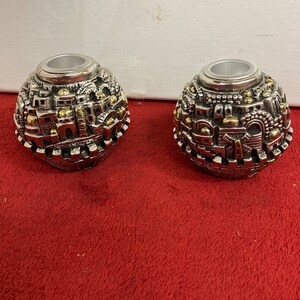 New Silver Plating Candlesticks Jerusalem Israel Panorama Shabbat Jewish