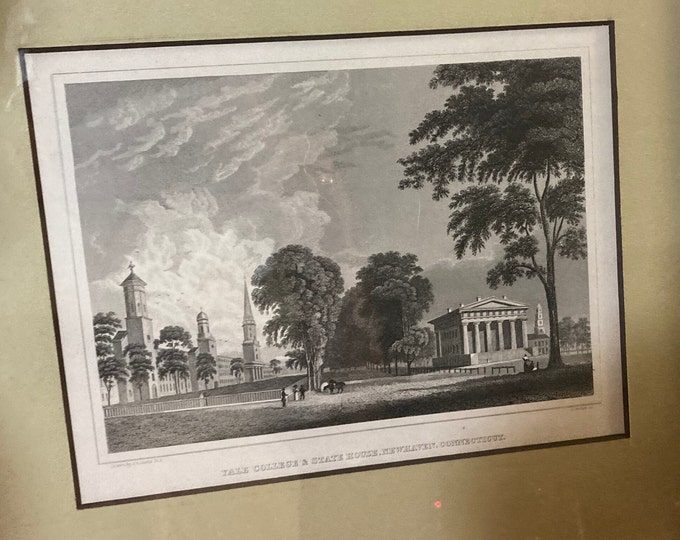 Yale College & State House Lithographs: New Haven, CT - A.J. Davis