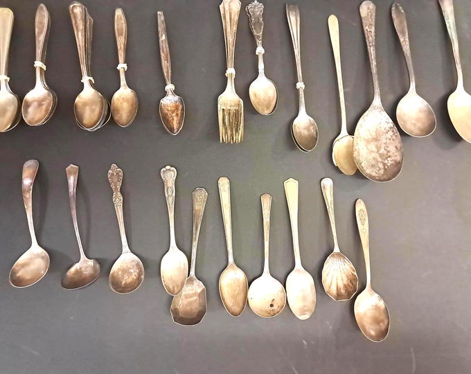 42 Assorted  Antique  Silverware     ,Circa  Early 20th Century