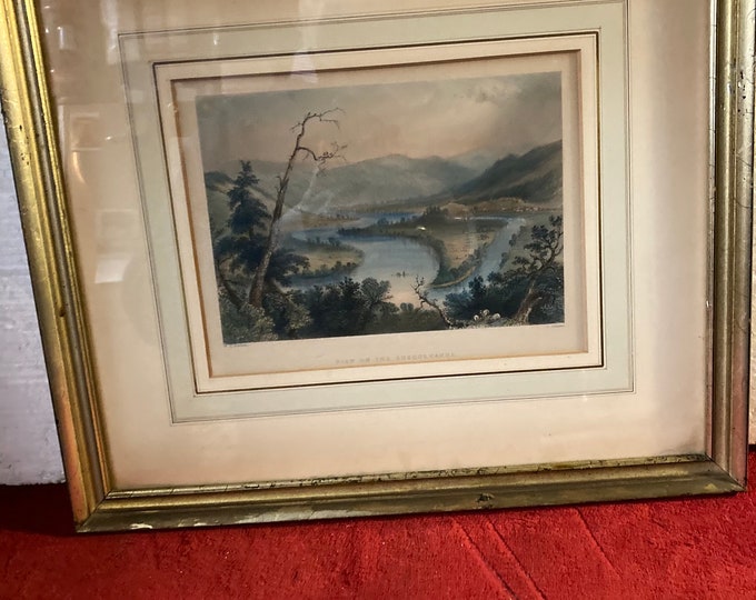 1840 W.H. Bartlett Landscape Print: Susquehanna River View, Framed