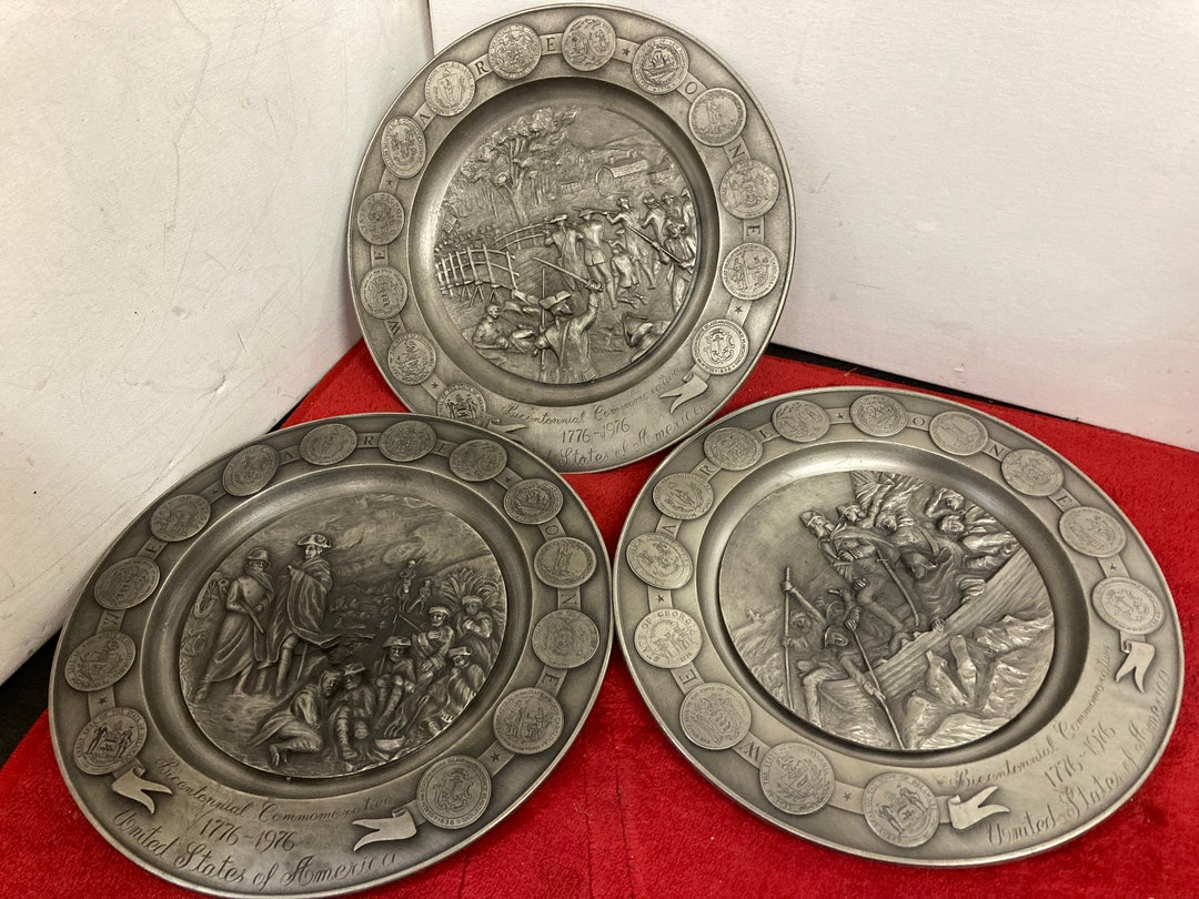 Bicentennial Commemorative Pewter Plates Etsy