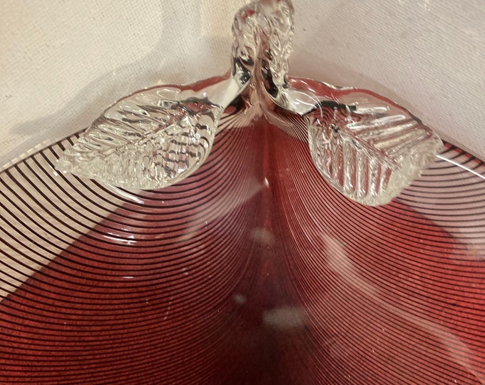 Vintage Vietri Murano Handmade Crystal Glass Leaf Plate