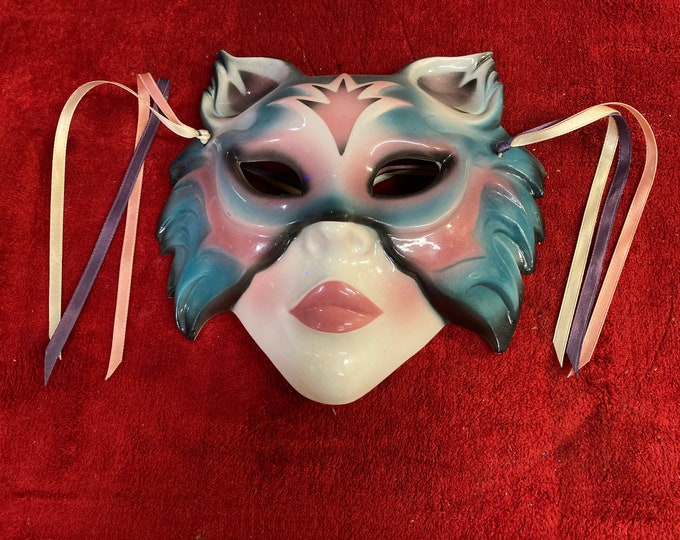 Vintage Ceramic Cat Masks Wall Hanging About Face Clay Art, San Francisco