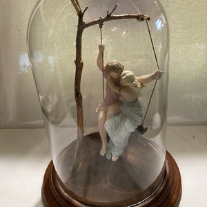 Vintage  Porcelain Figurine of Lovers On A  Swing