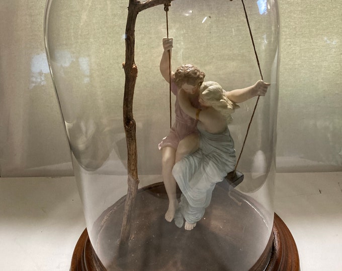 Vintage  Porcelain Figurine of Lovers On A  Swing