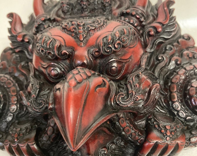 Red Chinese Sculpture, intricate details, made of resin.10 x 7