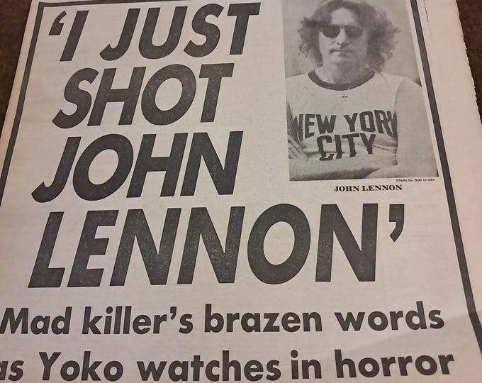1980 New York Post " I Just Shot John Lennon " Original Newspaper
