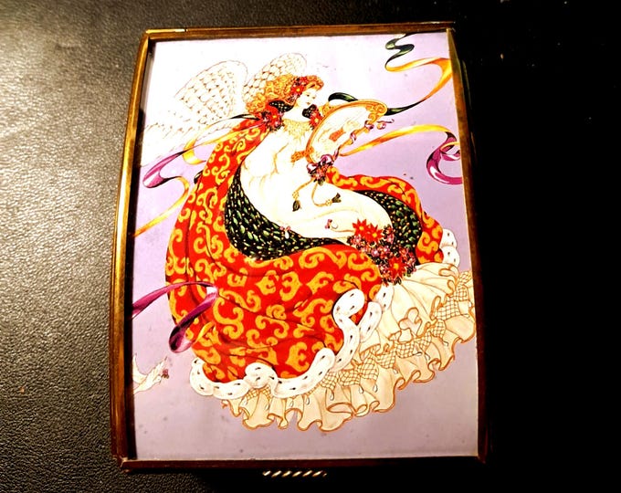 Vintage Enesco  Stained Glass Musical Jewelry Box