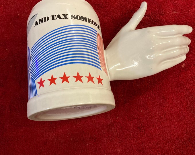 Vintage Gerzit Hand Stein Mug Donkey Political Reach Out And Tax Someone