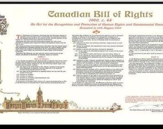 Rare 1960  Copy  Of  Canada's  Bill Of Rights