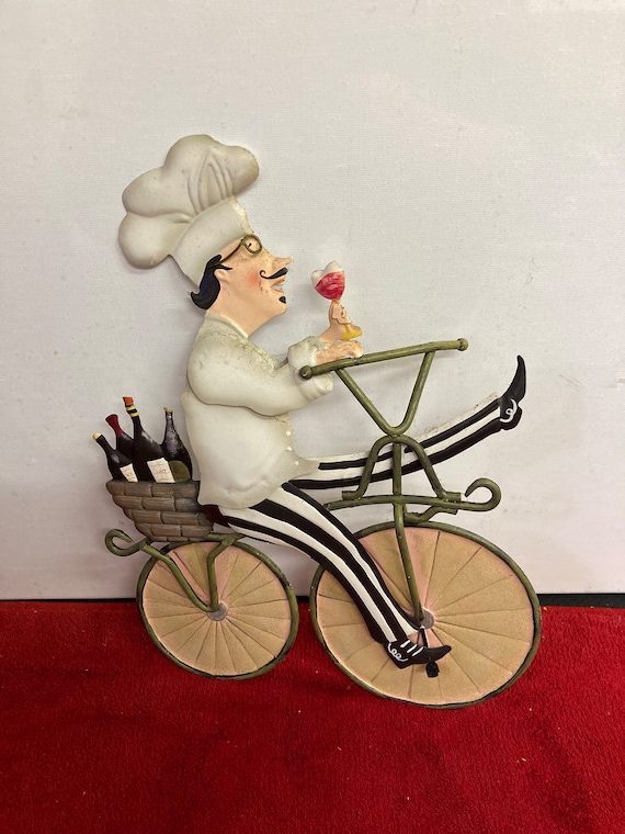 Four French Chefs on Bicycle ,metal Wall Sculpture by Shari Warren