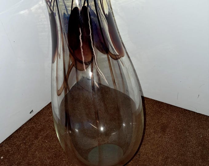 Hand Crafted  Vintage , Signed  Art   Craft  Glass  Vase