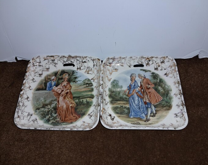 Vintage French Porcelain Romantic Wall Decor Plates
