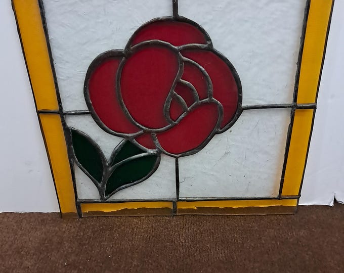Tiffany  Style  stain Glass  Rose  Sun Catcher