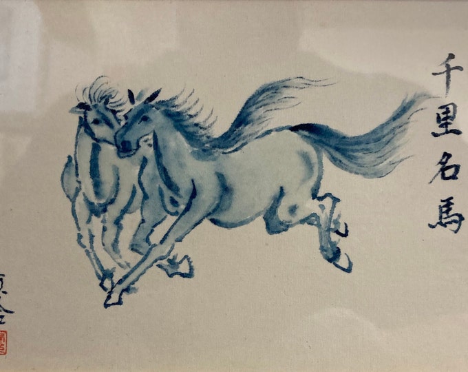 Original Horse Painting, Chinese Brush Ink Wash Art (Unframed)