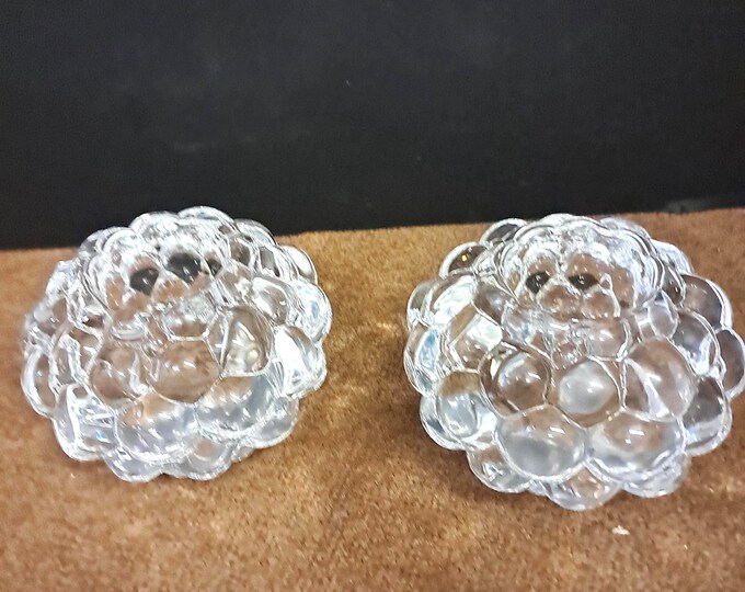 Two 0rrefors Sweden Bubble Crystal Candle  Holders