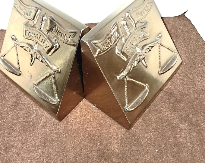 Vintage Brass  Scales of Justice Bookends