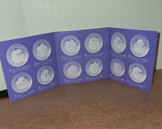 Hoya Crystal "Flowers of The Month" Plate Set - Yamamoto Japan - New in Box