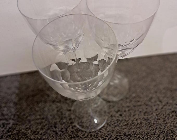 3 Rare Royal Doulton 9.5" Tall Crystal Wine Glasses