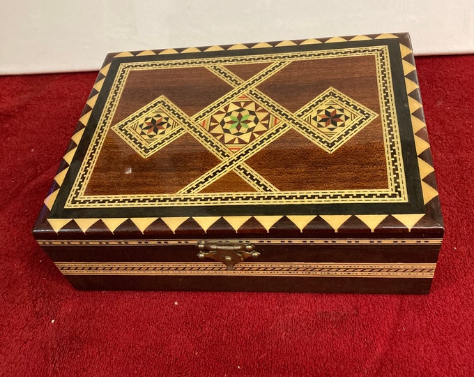 Wooden jewelry box made in Spain, vintage
