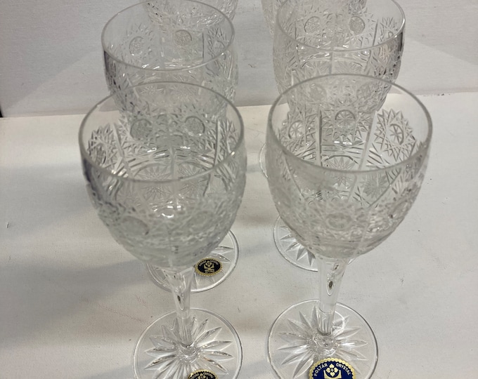 Set of 6  Vintage  Poltar Crystal 24 bpo  Wine  Glasses