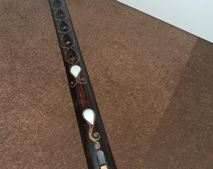 Handmade Turkish  Ebony Wood Flute with Mother of  Pearl Inlay