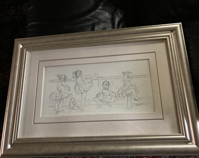 Two Framed Figurative Arts.Child Ballerinas